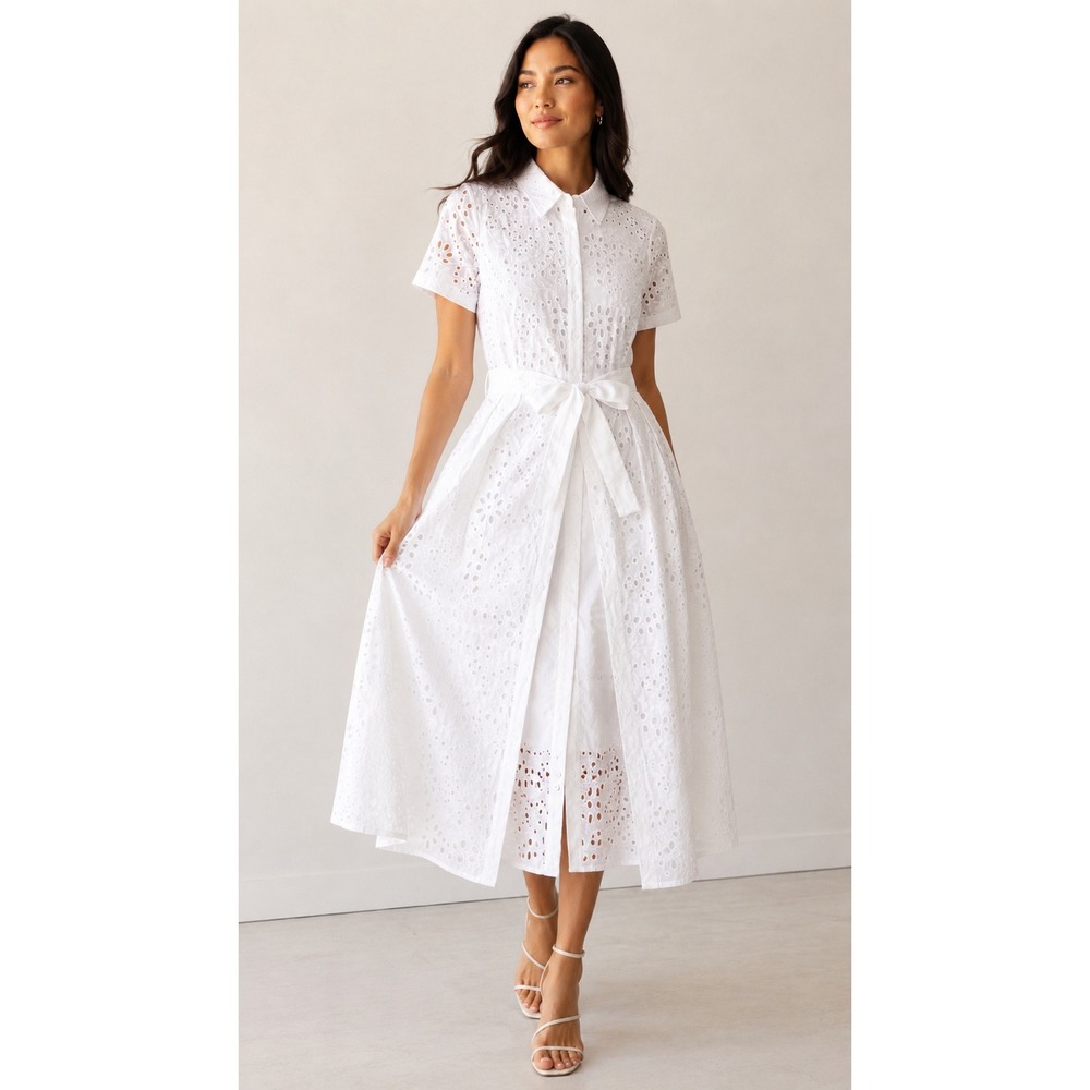 NWT Heyson White Eyelet Dress with Skirt Overlay / Multiple Sizes Available